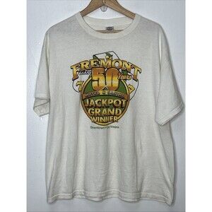 FREMONT LAS VEGAS JACKPOT WINNER White T-SHIRT XL VINTAGE CASINO 50 Years